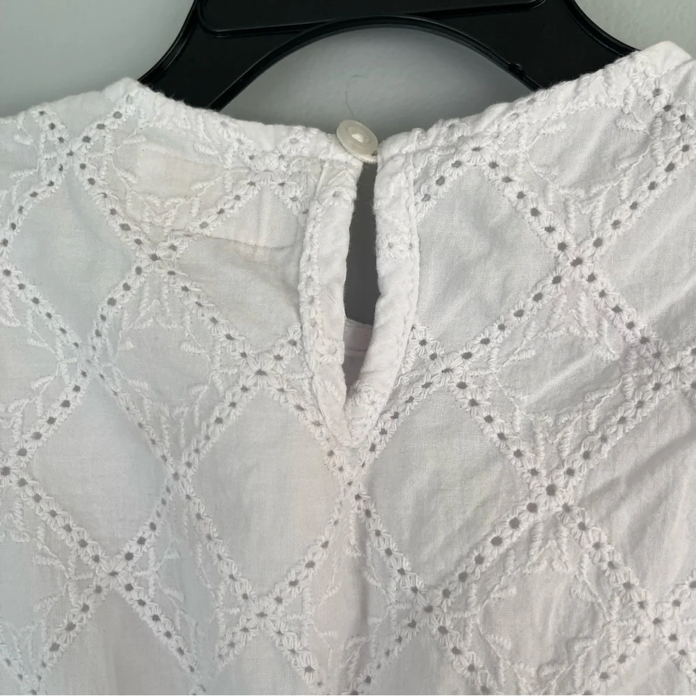 BCBGirls White Embroidered Pinafore Cotton Flutter Sleeve Dress Size 3T